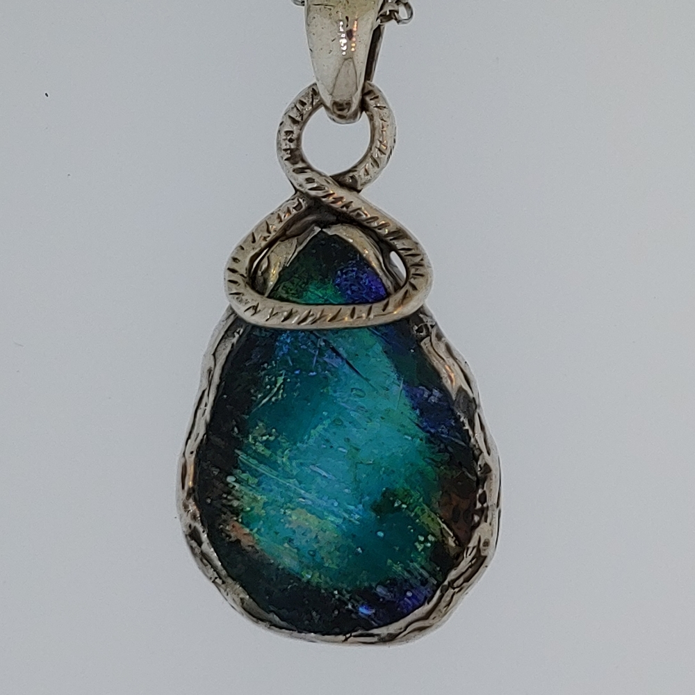 Sterling Silver Roman Glass One of a Kind Necklace